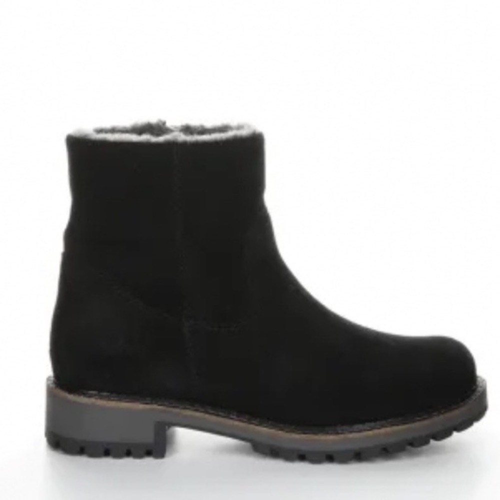 Overland Black Suede Shearling Lined Ankle Winter Boots Women's Size 38 US 8